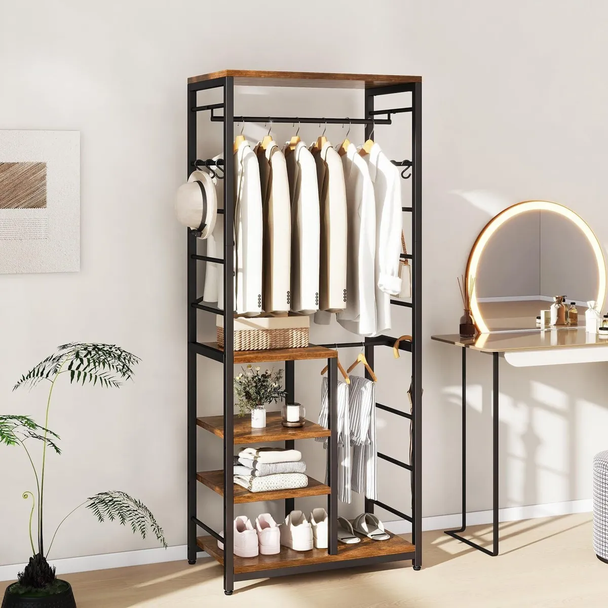 Coat Rack Stand on Wheels with 6 Hooks - Image 4