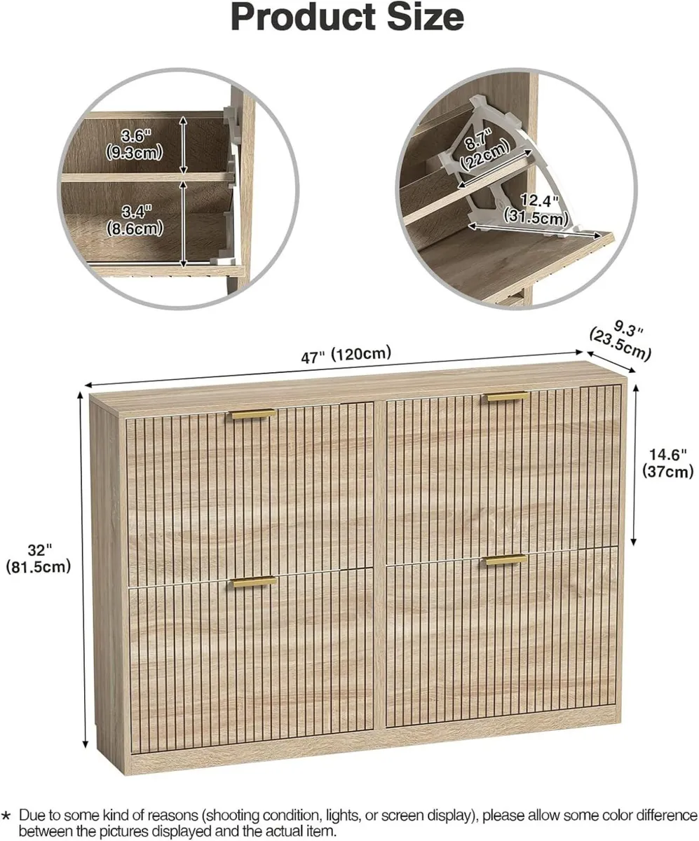 Wide Shoe Cabinet with 4 Flip Drawers Narrow - Image 3