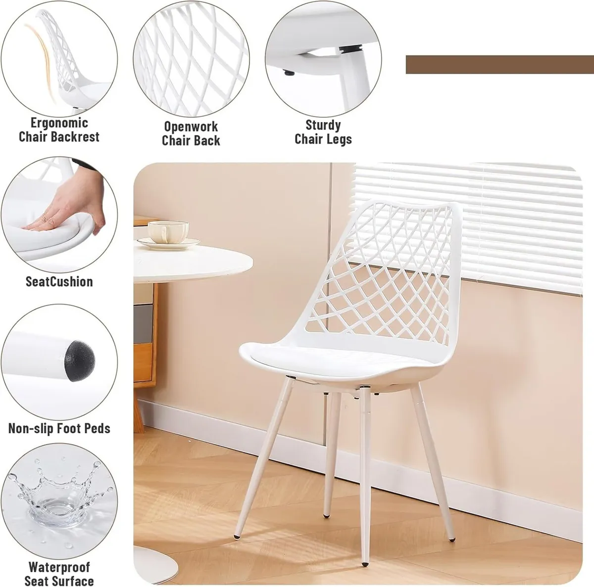 Plastic Dining Kitchen Chair with Padded Seat - Image 4