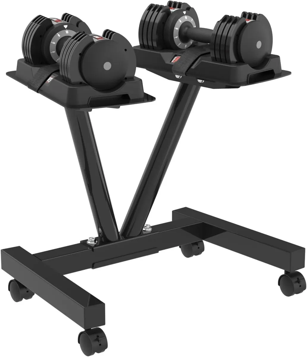 Adjustable Dumbbell Stand with Wheels 100KG - Image 1