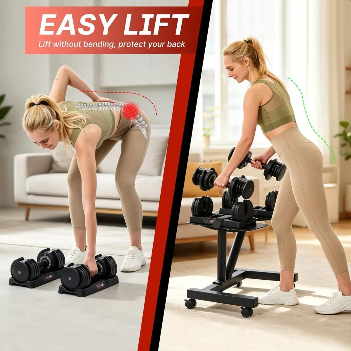 Adjustable Dumbbell Stand with Wheels 100KG - Image 2