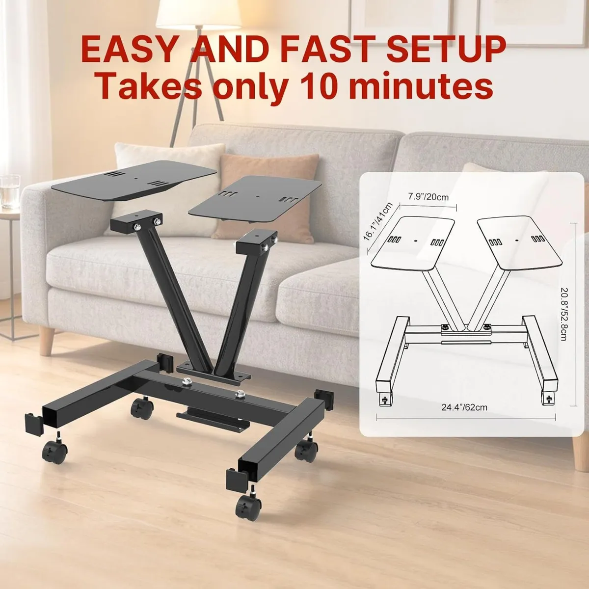 Adjustable Dumbbell Stand with Wheels 100KG - Image 3