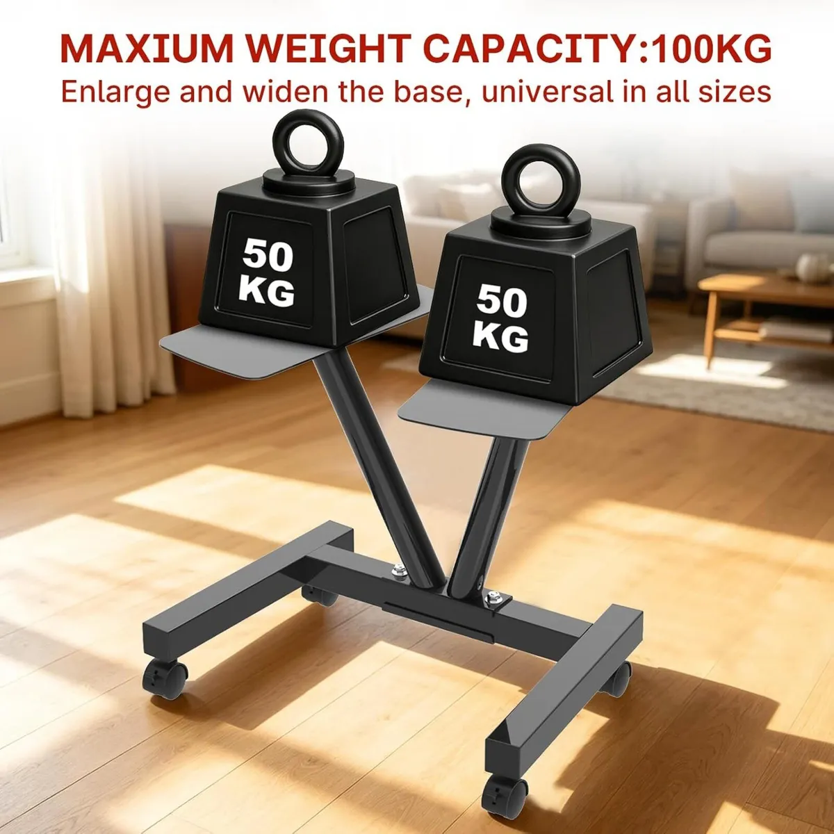 Adjustable Dumbbell Stand with Wheels 100KG - Image 4
