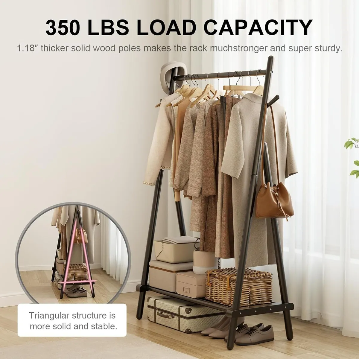 Clothes Rail Rack with Shelf and Hook Sturdy - Image 4