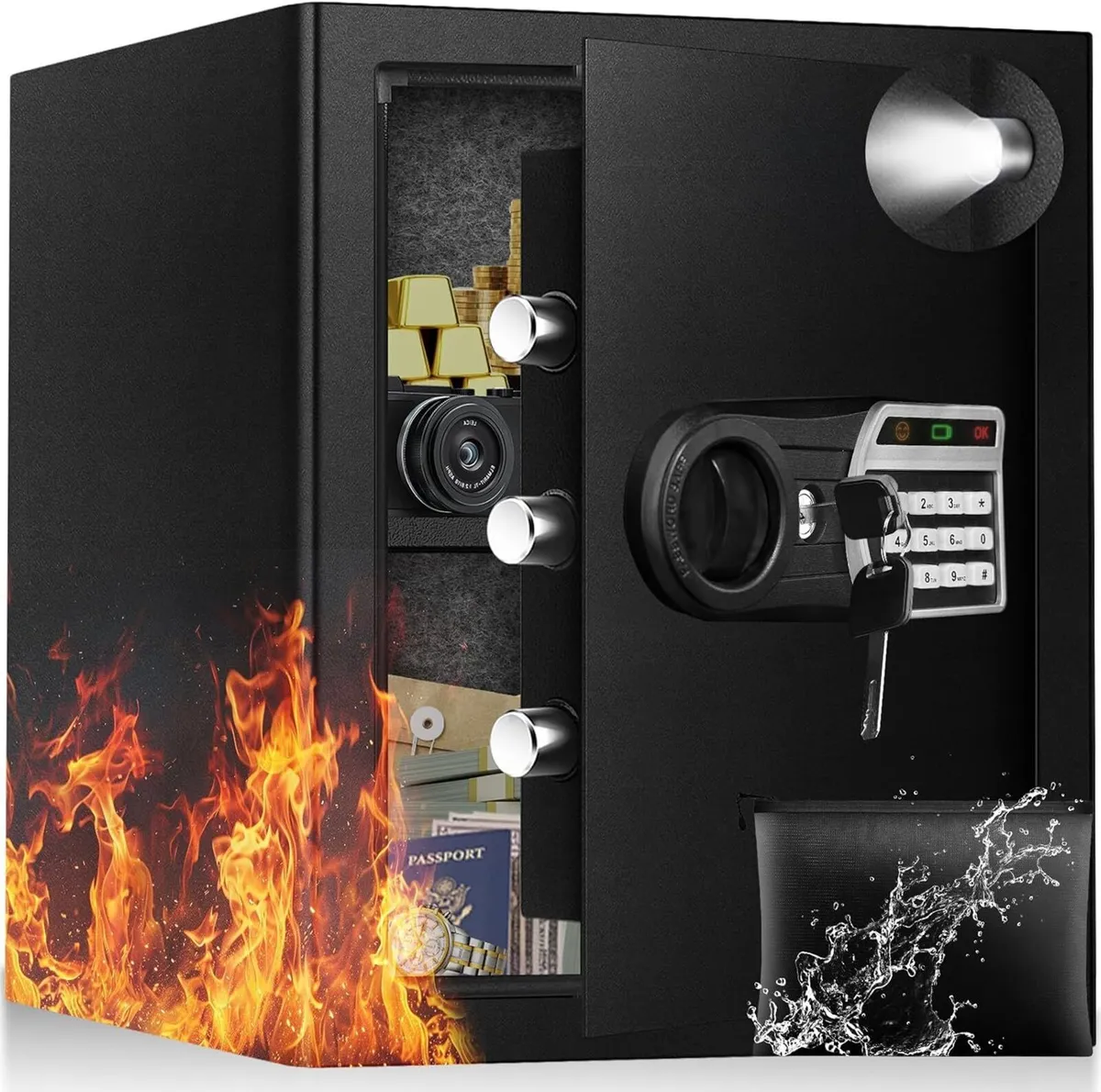 50L Anti-Theft Safe Fireproof Bag Keypad + Key - Image 1
