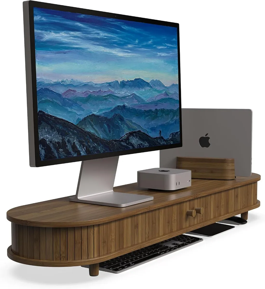 Curved Dual Monitor Stand Riser - Image 1