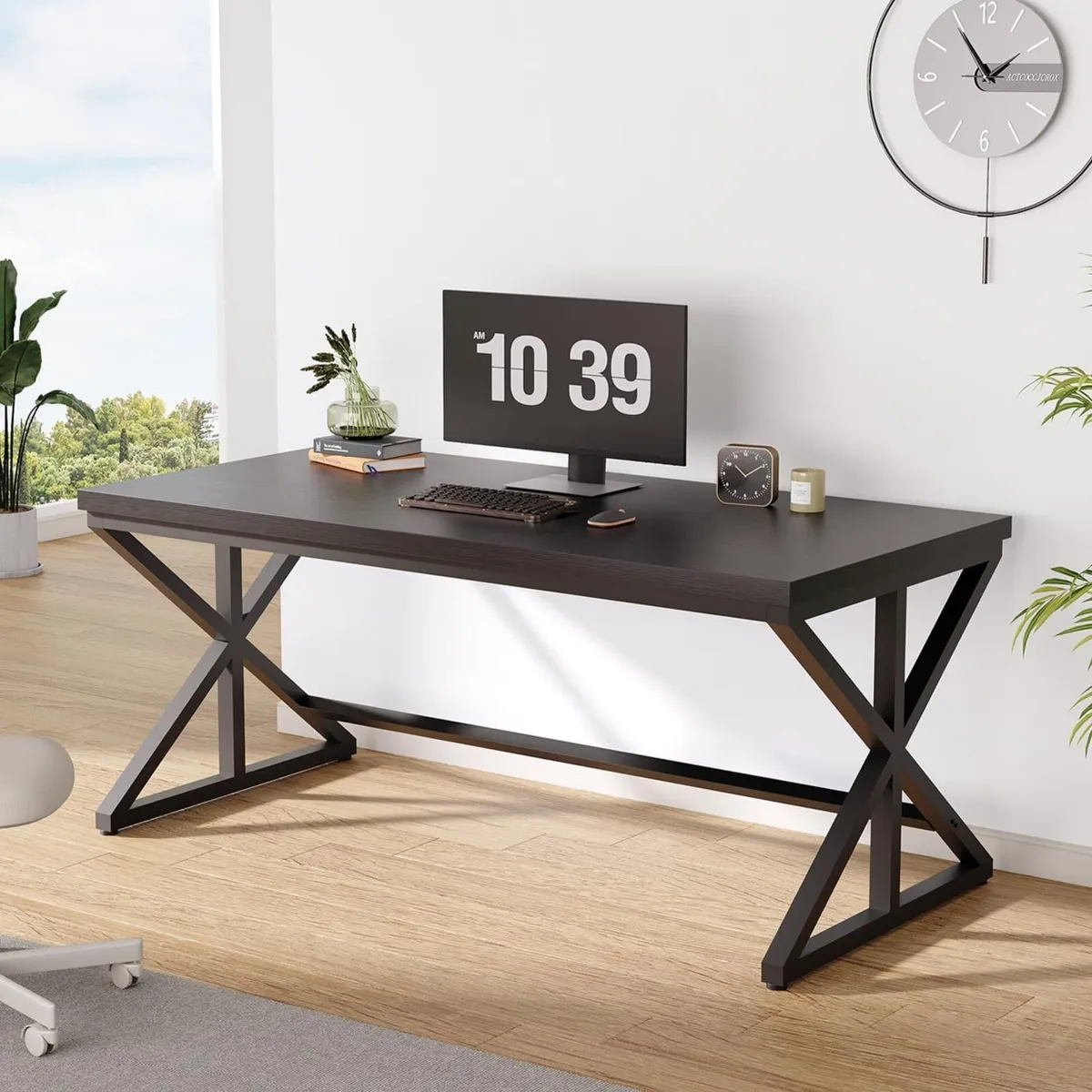 Computer Desk Home Office PC Metal Wood 152x60CM - Image 4