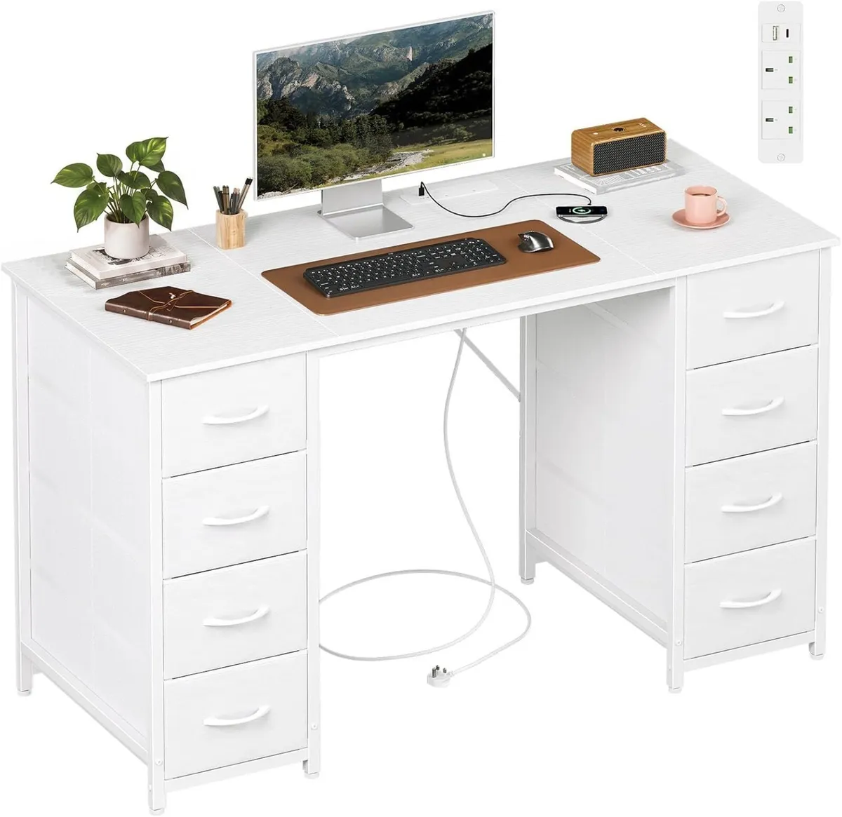 Computer Desk with 8 Fabric Drawers Home Office - Image 1