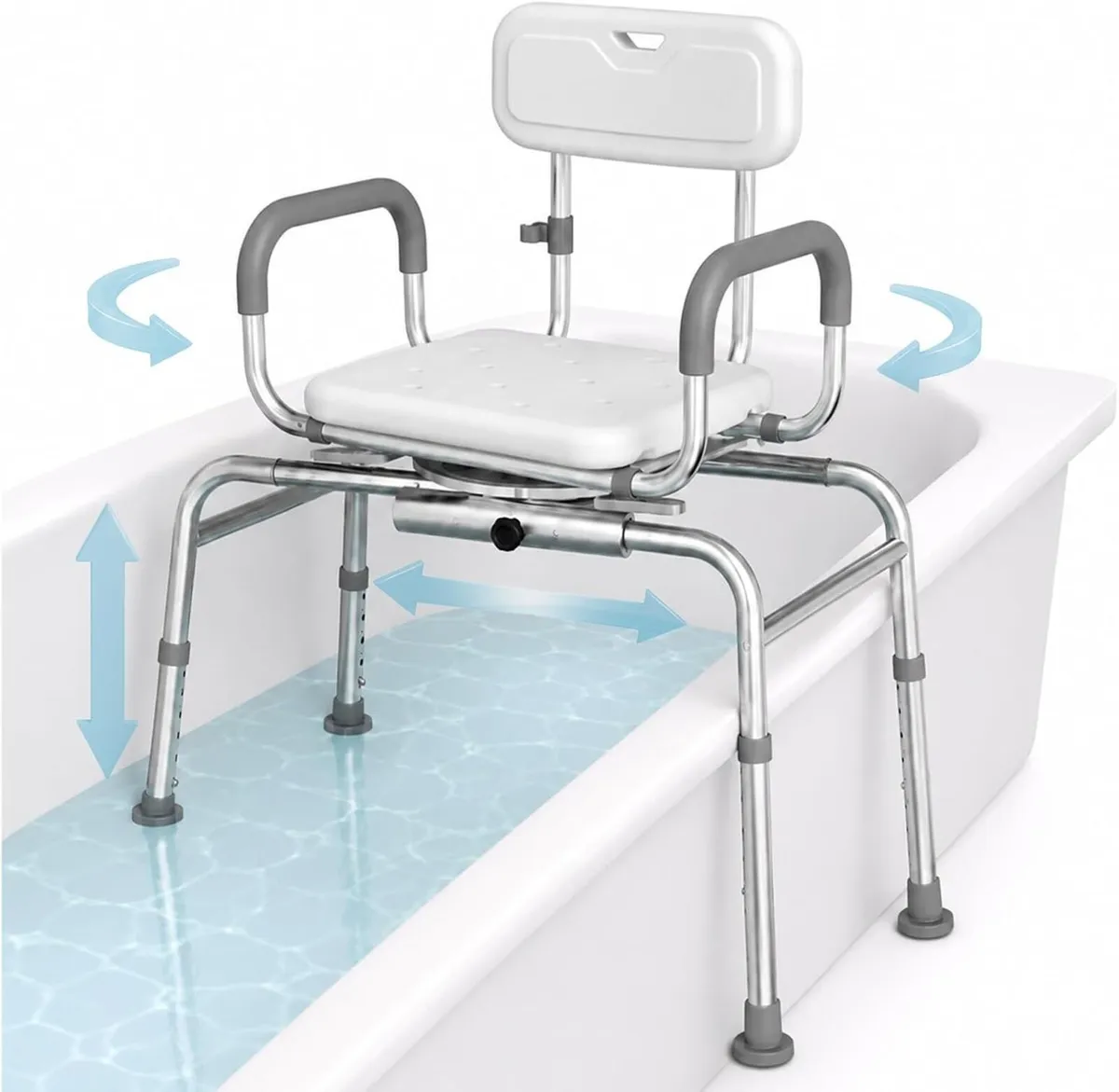 Sliding Shower Chair with Wide Swivel Seat - Image 1
