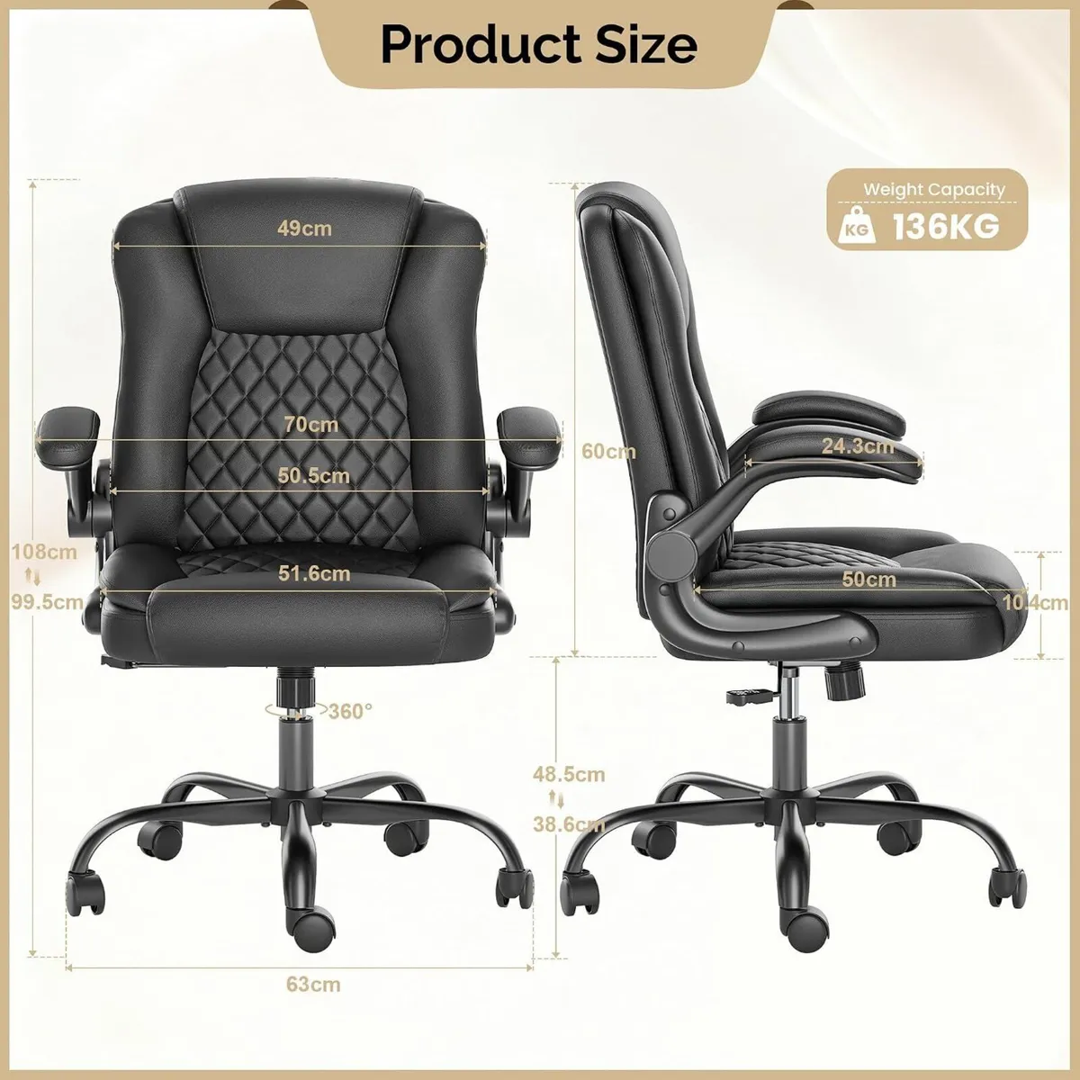 Executive Office Chair with Flip-Up Armrests 90 - Image 2