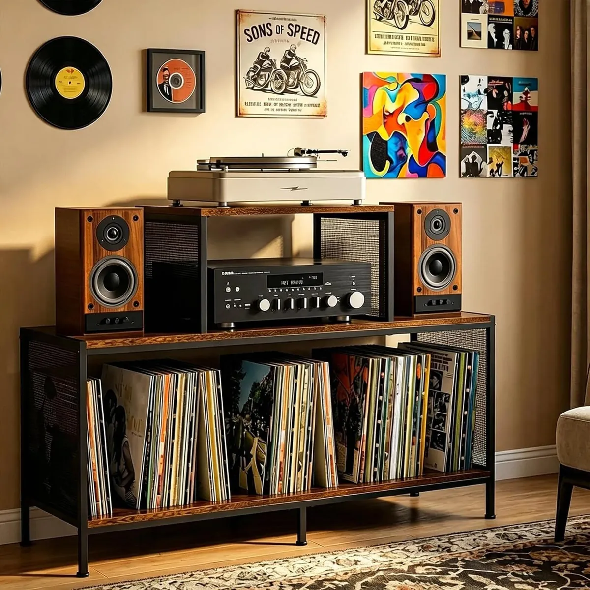 Record Player Stand with Vinyl Storage 350+ - Image 1
