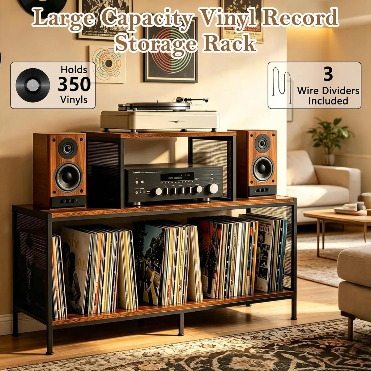 Record Player Stand with Vinyl Storage 350+ - Image 3