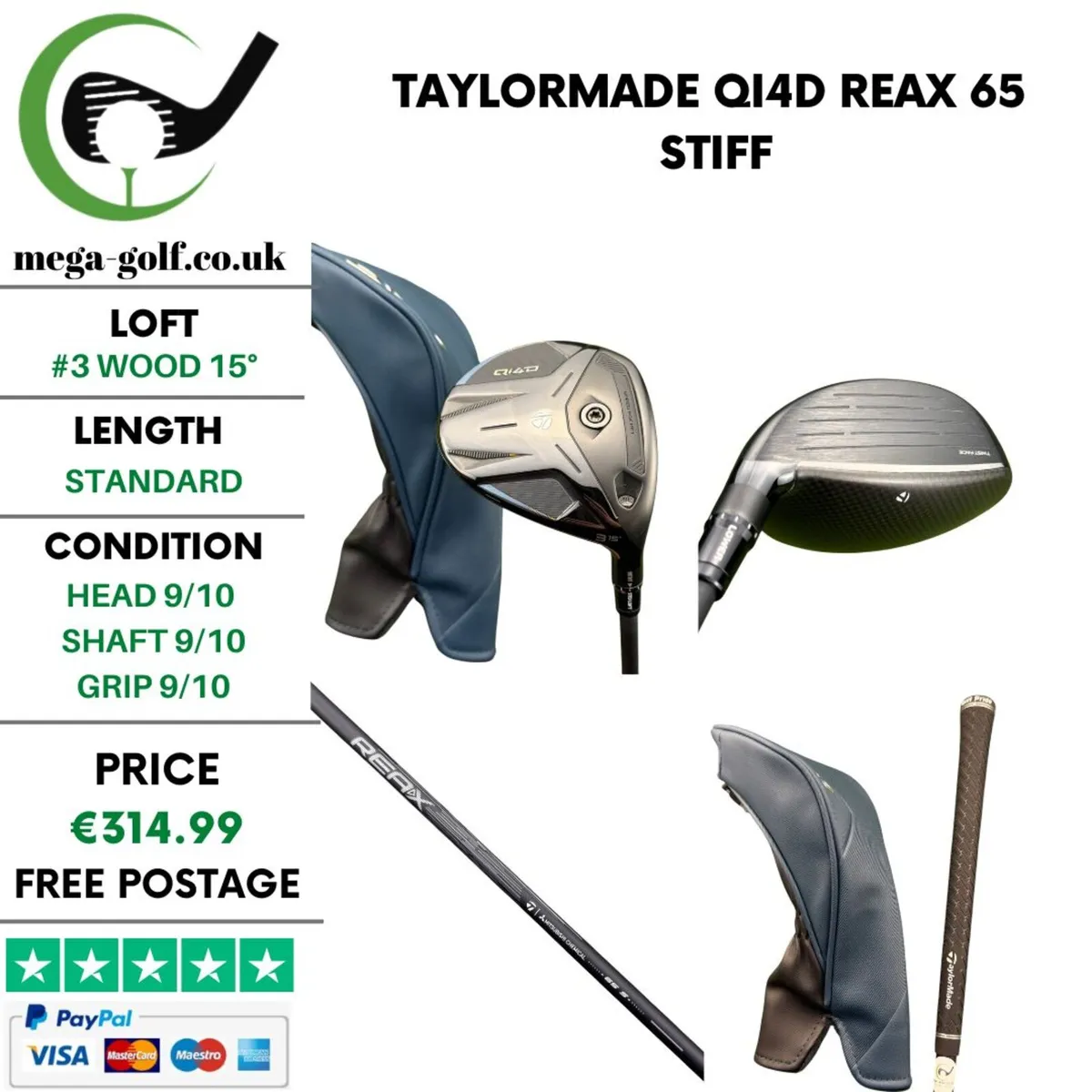 Taylormade Qi4D #3 Wood 15° / Reax 65 Stiff - Image 1