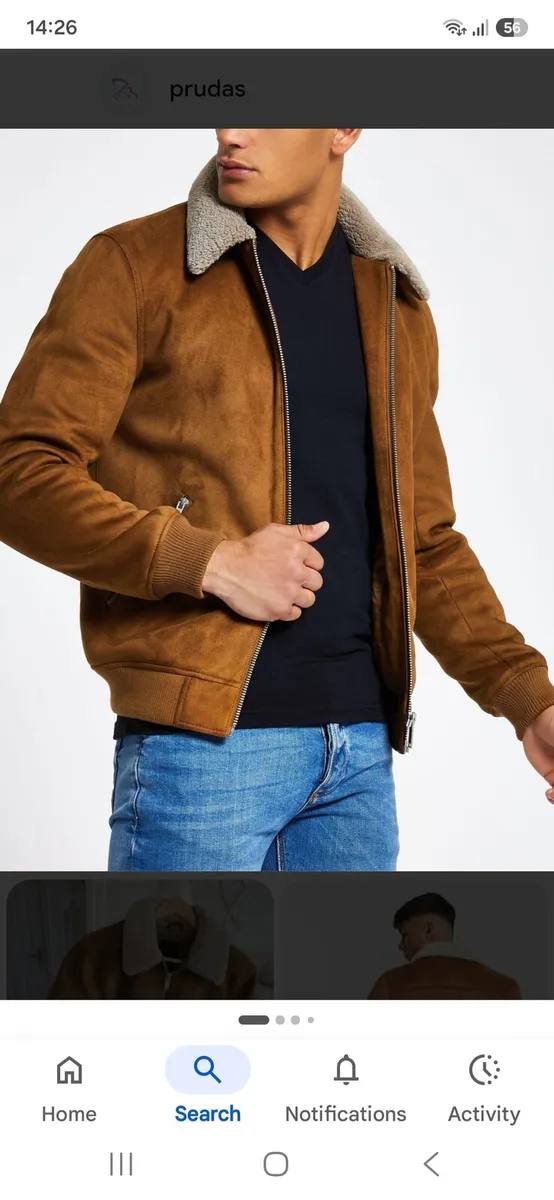 River Island mens faux suede jacket - Image 1