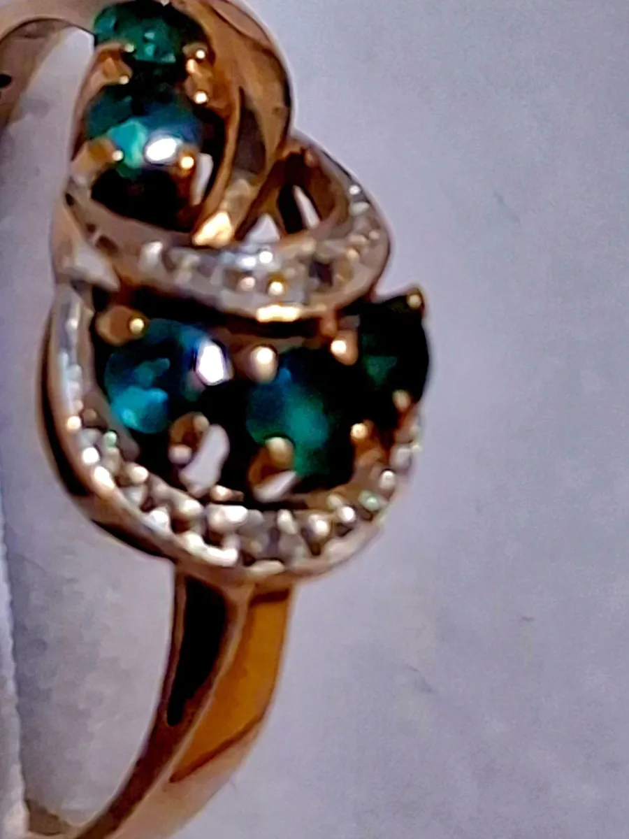Vintage 9-Carat Gold Genuine Emerald & Diamond .. - Image 2