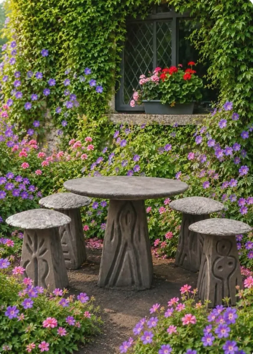 Mushroom Table and 4 stools