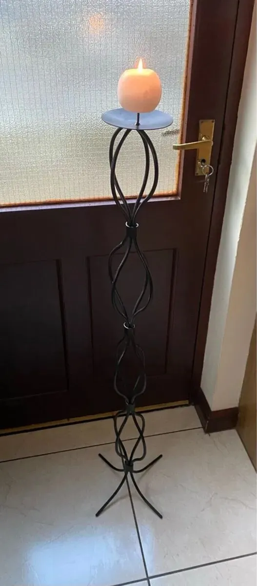 Beautiful Tall Sturdy Cast Iron Candle Holder - Image 3