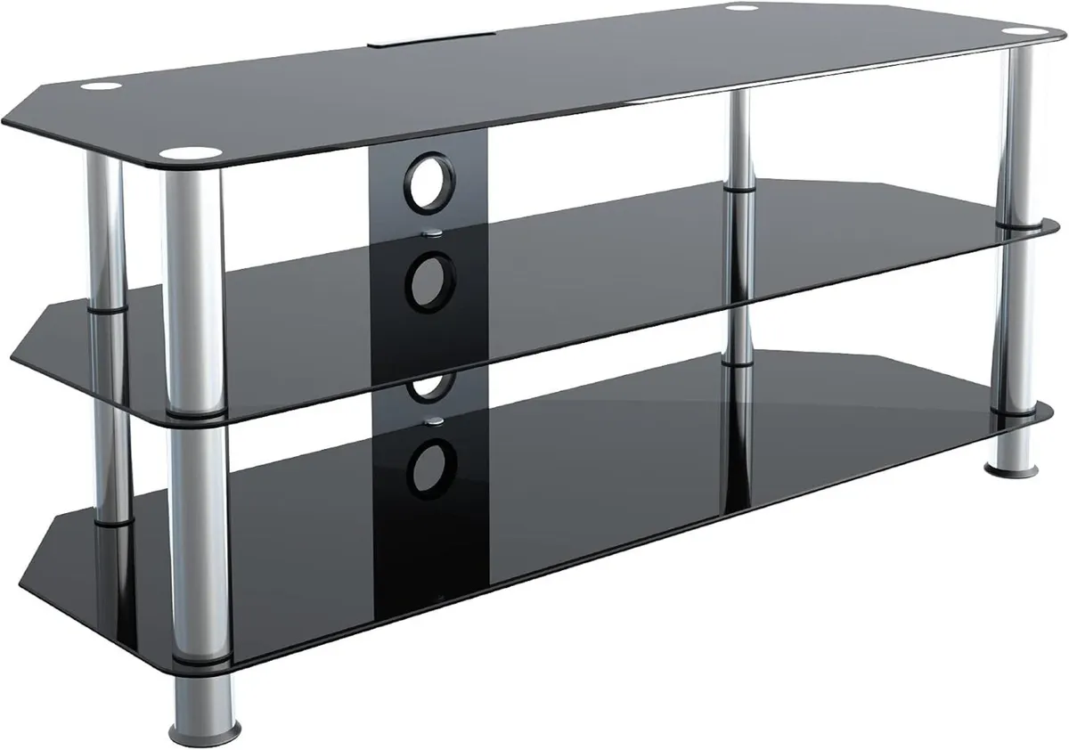 Glass Corner TV Stand Universal Unit 114CM Wide - Image 1