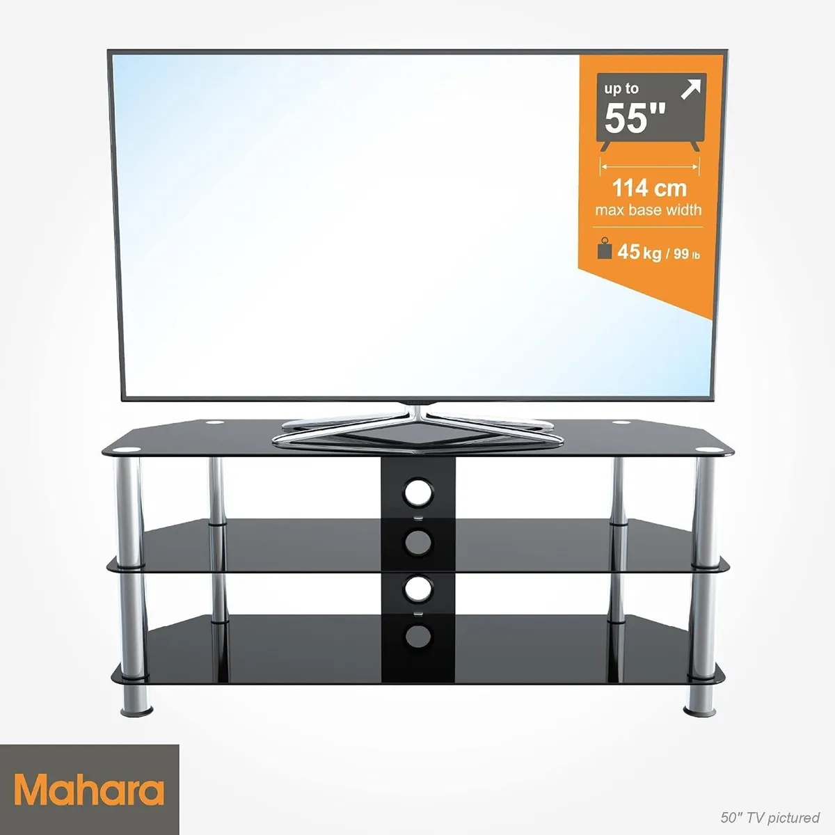 Glass Corner TV Stand Universal Unit 114CM Wide - Image 2