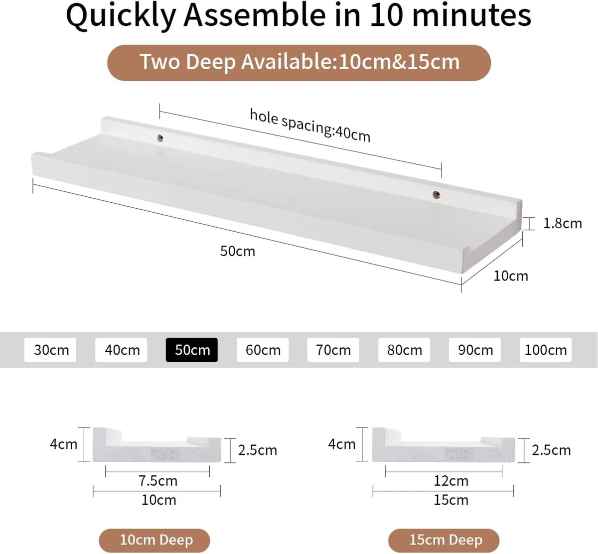 Floating Shelf Oak Wood Picture Ledge Wall - Image 3