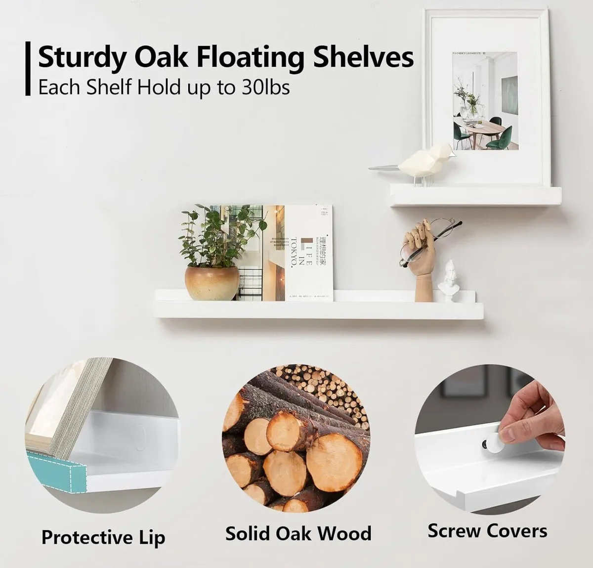 Floating Shelf Oak Wood Picture Ledge Wall - Image 4