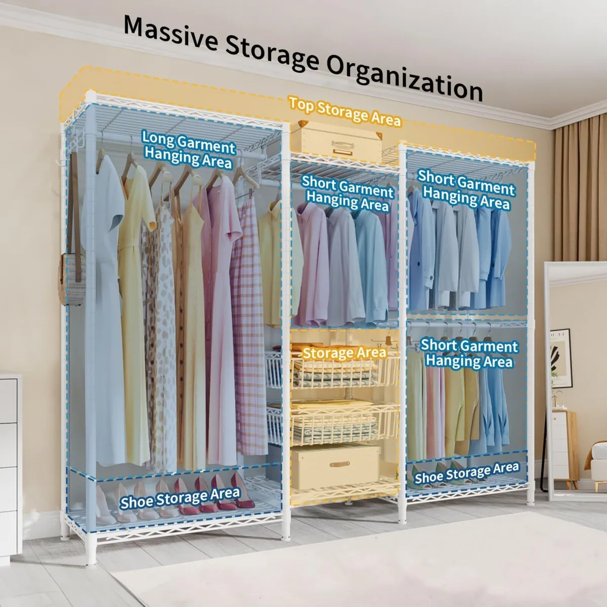 Clothes Rail Heavy Duty Clothing 155x40x182CM - Image 3