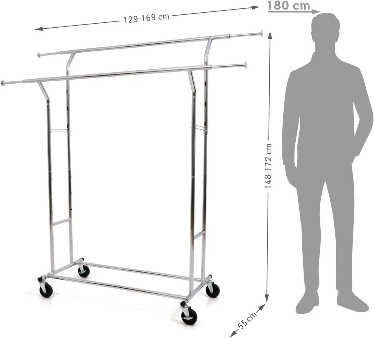 Denver Heavy Duty Double Clothes Rail on Wheels - Image 3