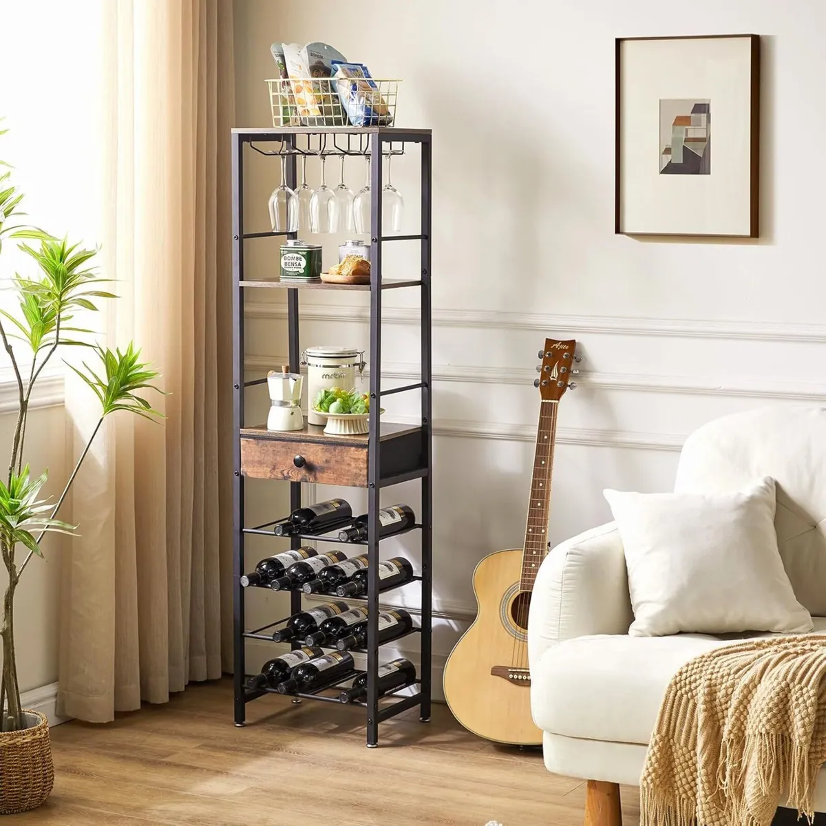 Wine Rack Freestanding Floor with Glass Holder - Image 4