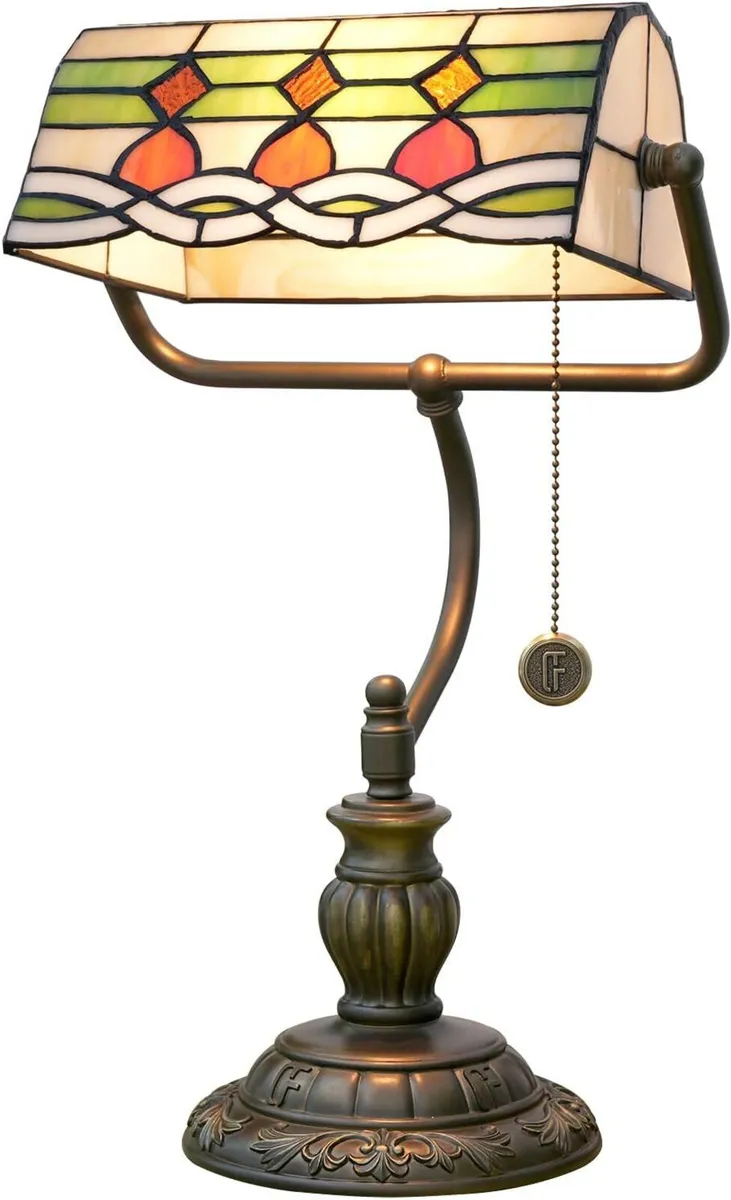 Tiffany Style Banker Desk Lamp Stained Glass Lamps - Image 1