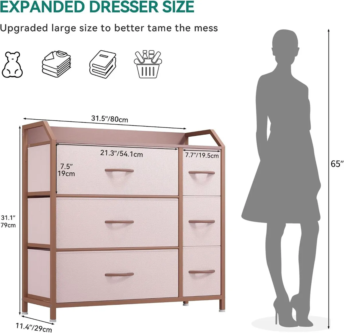 Chest of Drawer with 6 Drawers for Bedroom - Image 3
