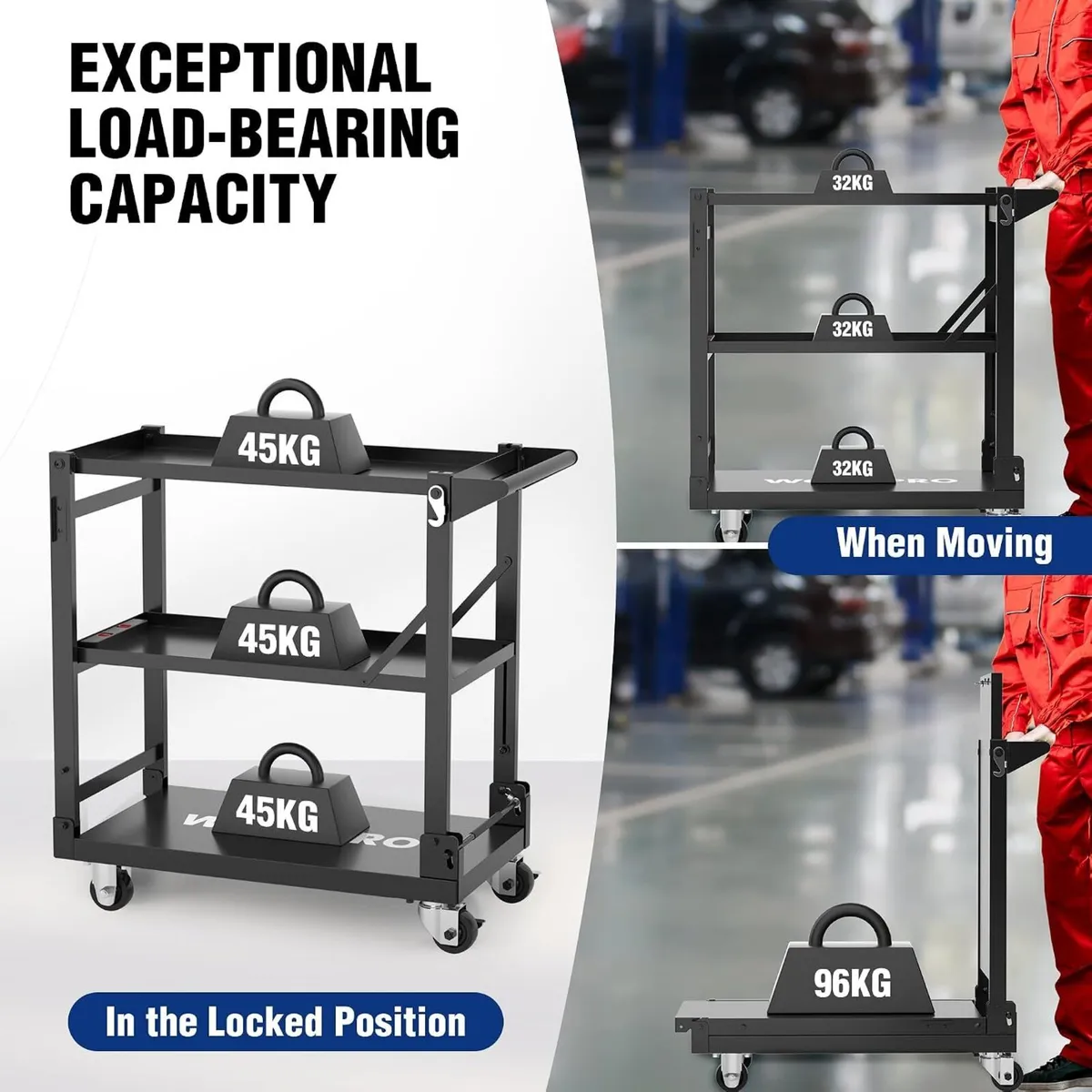 3-In-1 Folding Steel Service Cart - Image 3