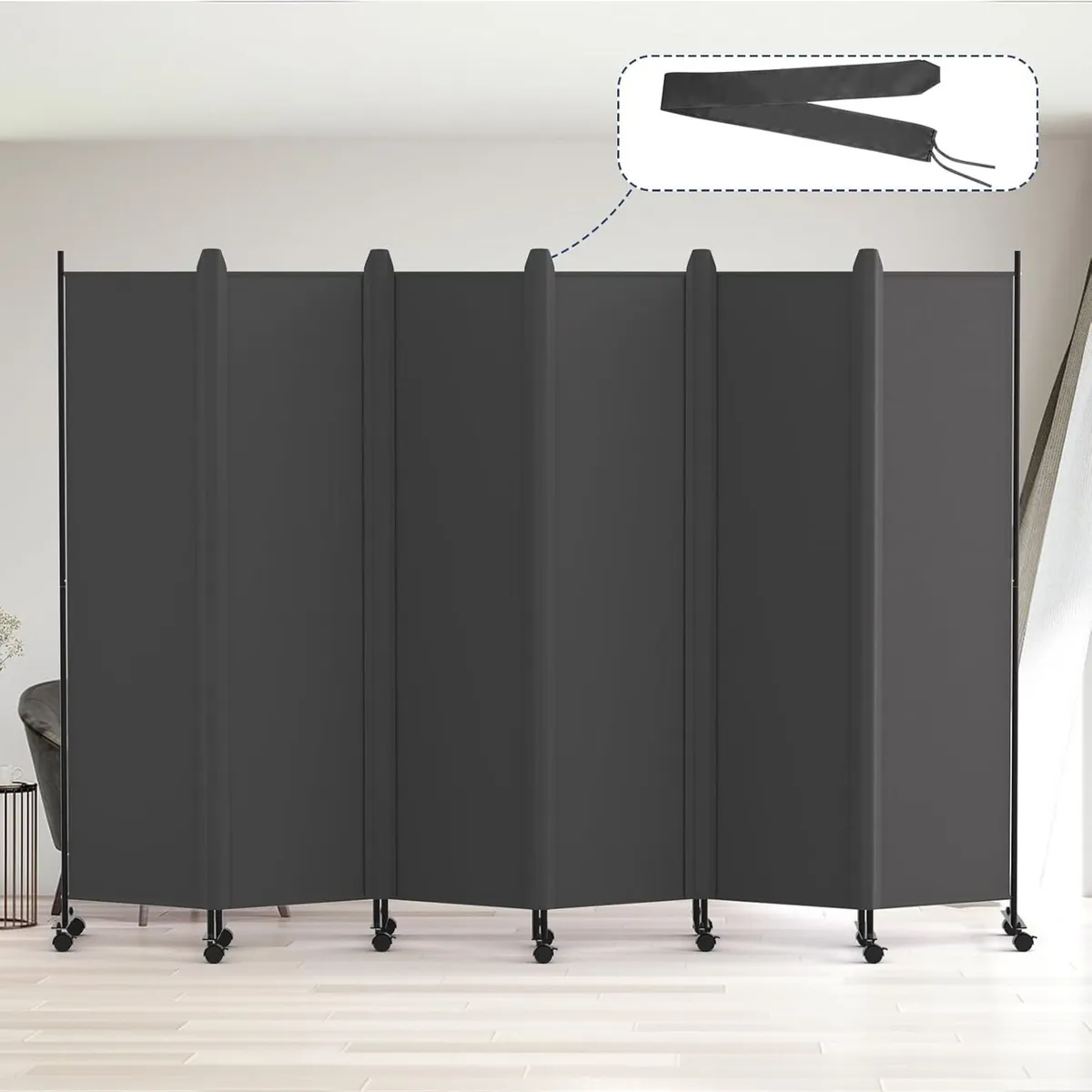 6 Panel Room Divider 6FT Tall Rolling Privacy - Image 1