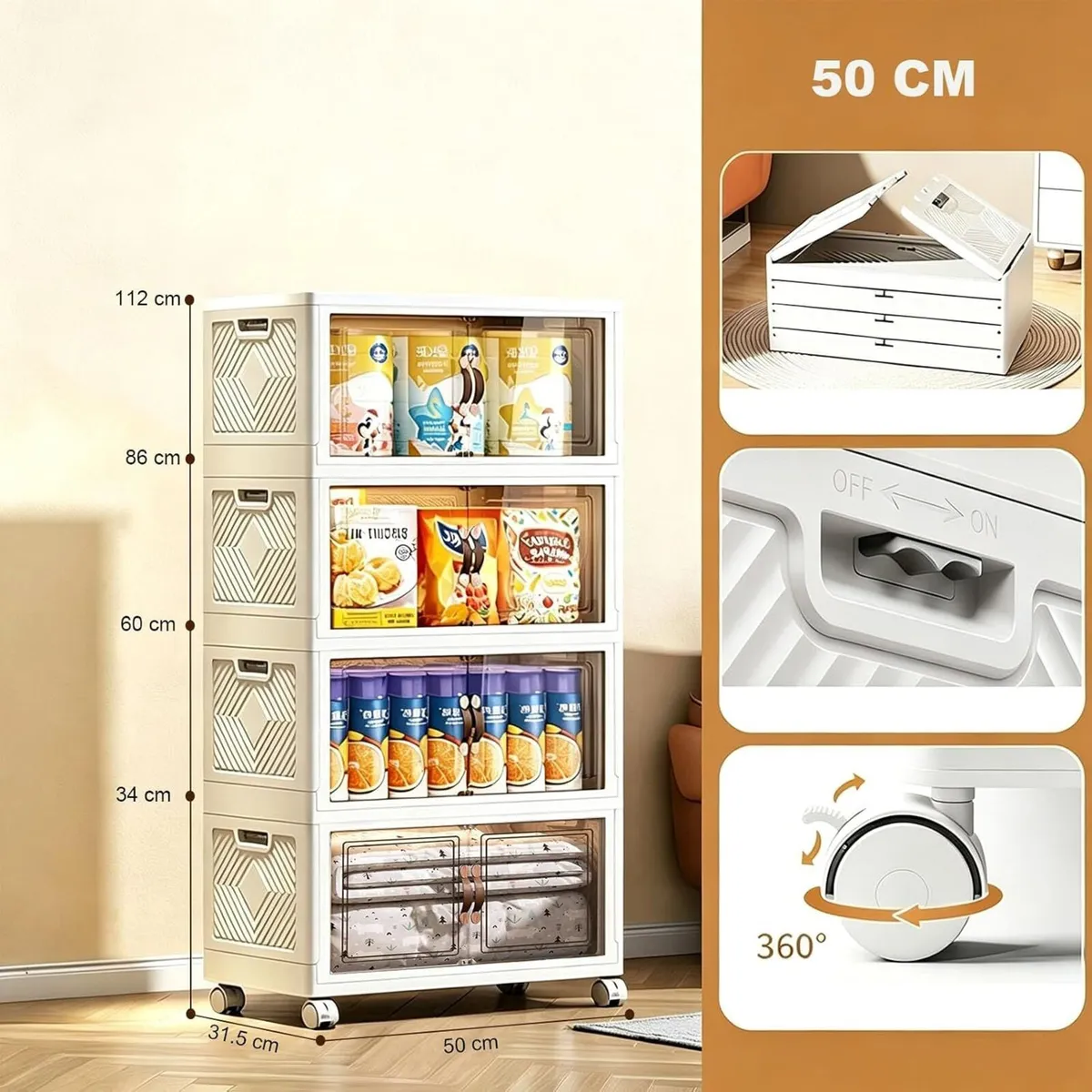 3x34L Cube Storage Bins Stackable Plastic - Image 3
