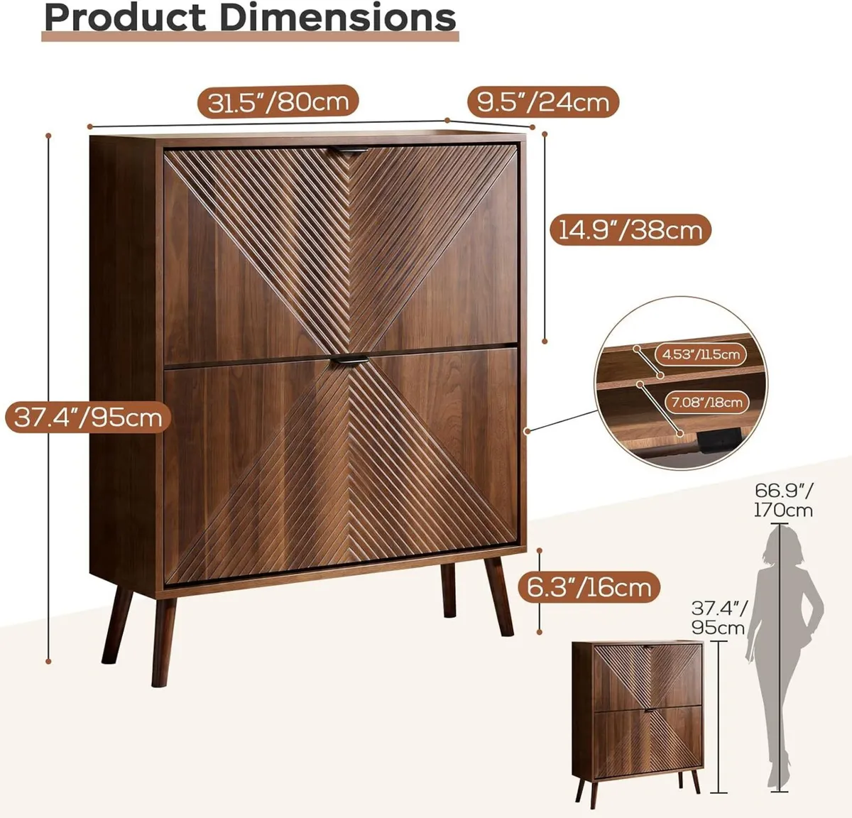 Shoe Cabinet Storage Farmhouse Freestanding - Image 2