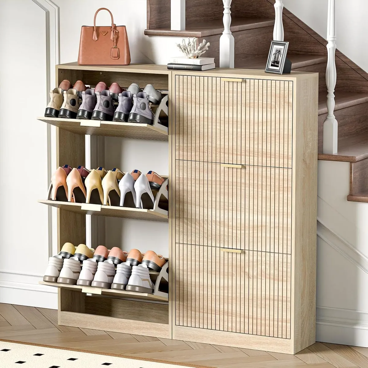 3 Drawer Shoe Cabinet Entrance Hidden Storage - Image 4