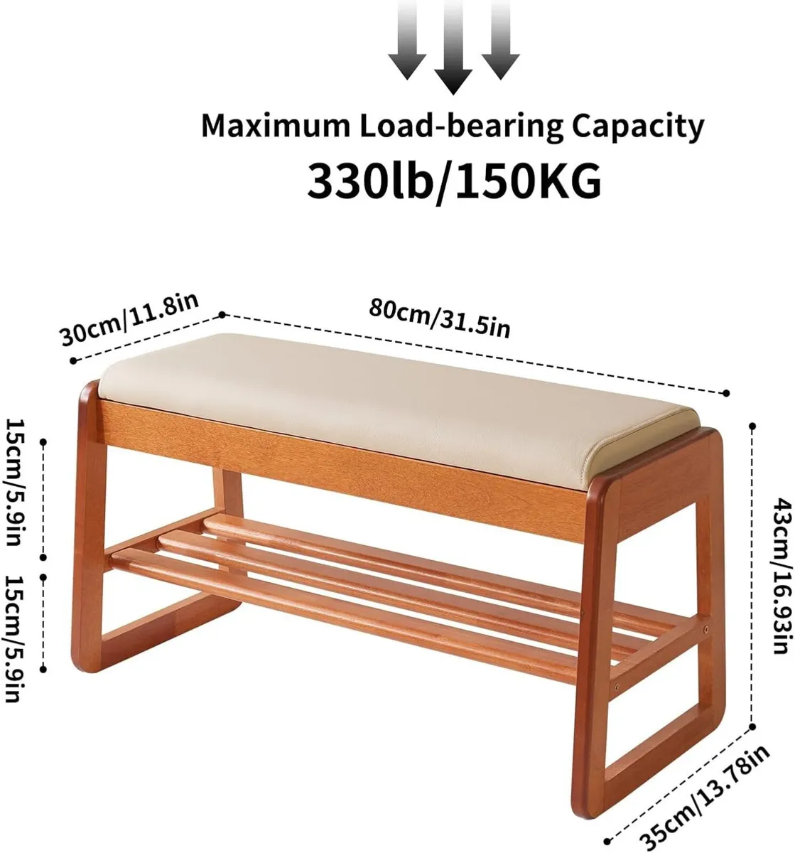 Wood Shoe Storage Bench with Flip-Top 2-Tier - Image 3