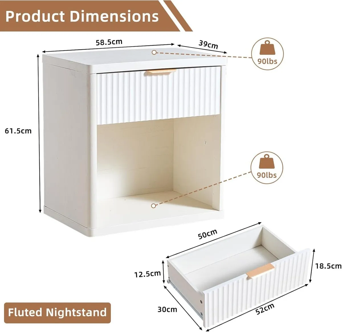Bedside Table Farmhouse Side with 1 Drawer - Image 2