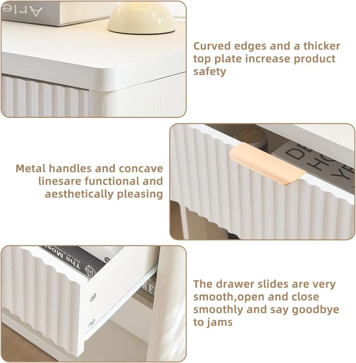 Bedside Table Farmhouse Side with 1 Drawer - Image 3