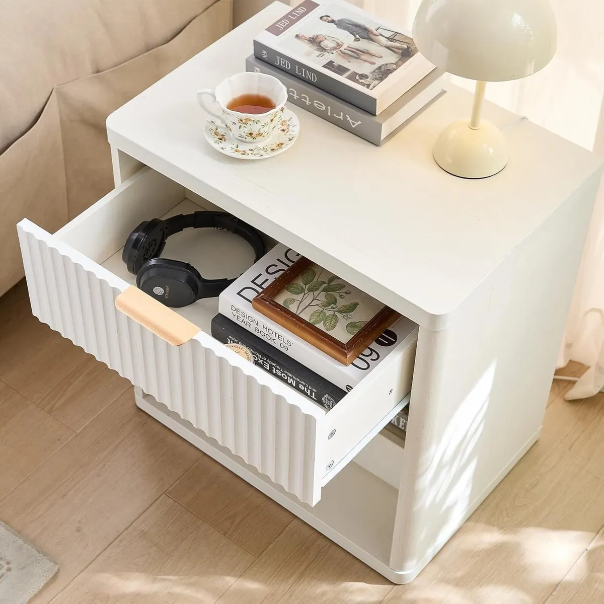 Bedside Table Farmhouse Side with 1 Drawer - Image 4