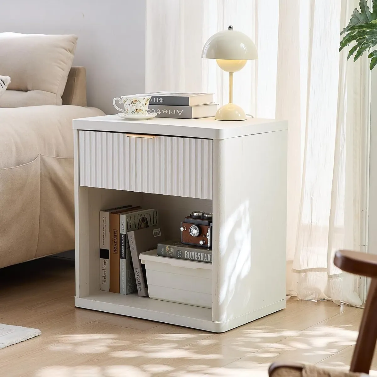 Bedside Table Farmhouse Side with 1 Drawer - Image 1