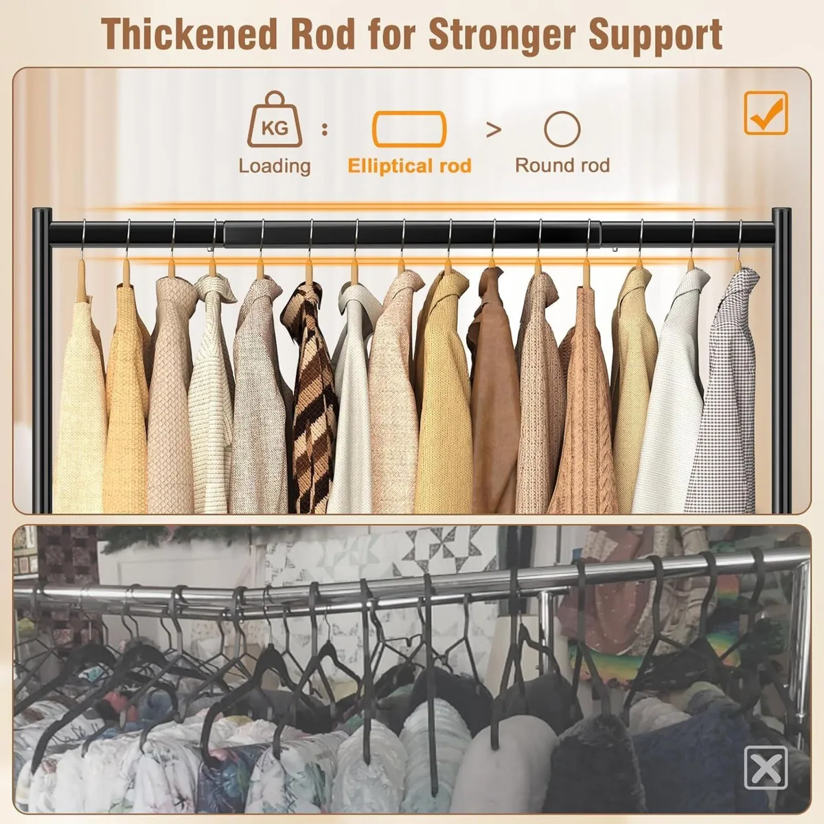Heavy Duty Rolling Clothes Rail - Image 4