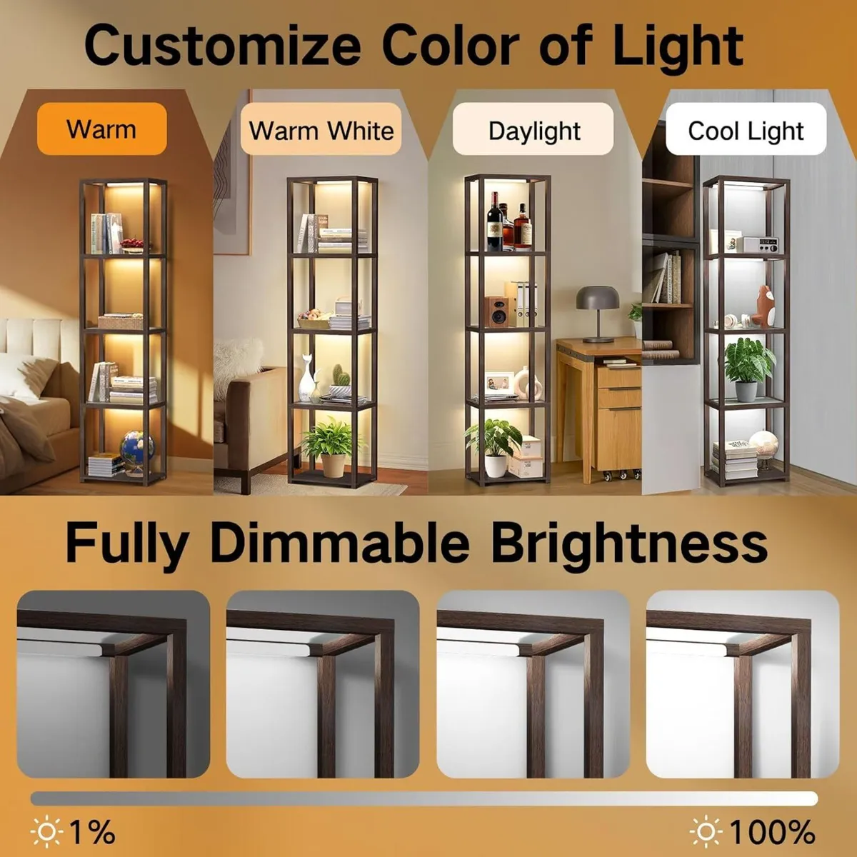 67" Glass Display Shelf with Dimmable LED Floor - Image 3