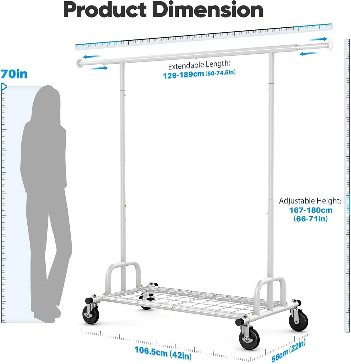Heavy Duty Clothes Rail 238KG Capacity Extendable - Image 2