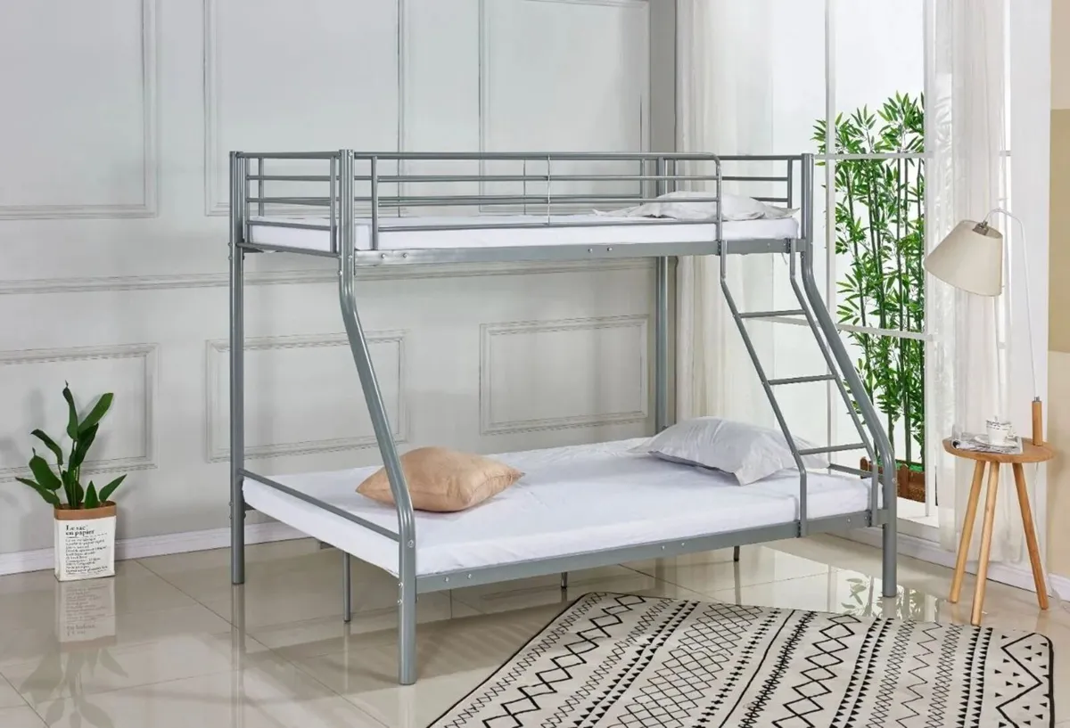 🏠 GREY DOUBLE METAL BUNK BED €259 FREE DELIVERY - Image 1