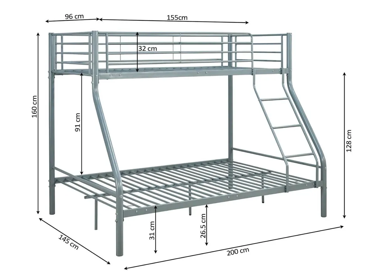 🏠 GREY DOUBLE METAL BUNK BED €219 FREE DELIVERY - Image 3