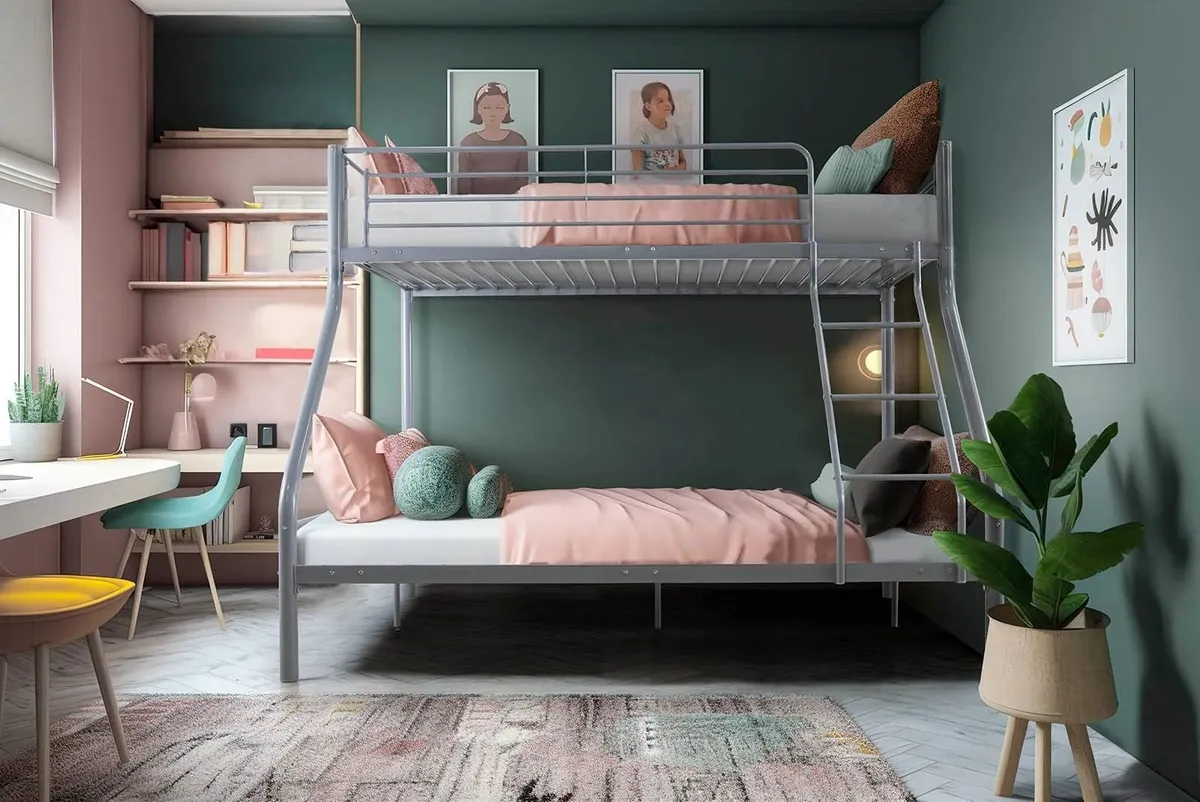 🏠 GREY DOUBLE METAL BUNK BED €219 FREE DELIVERY - Image 1