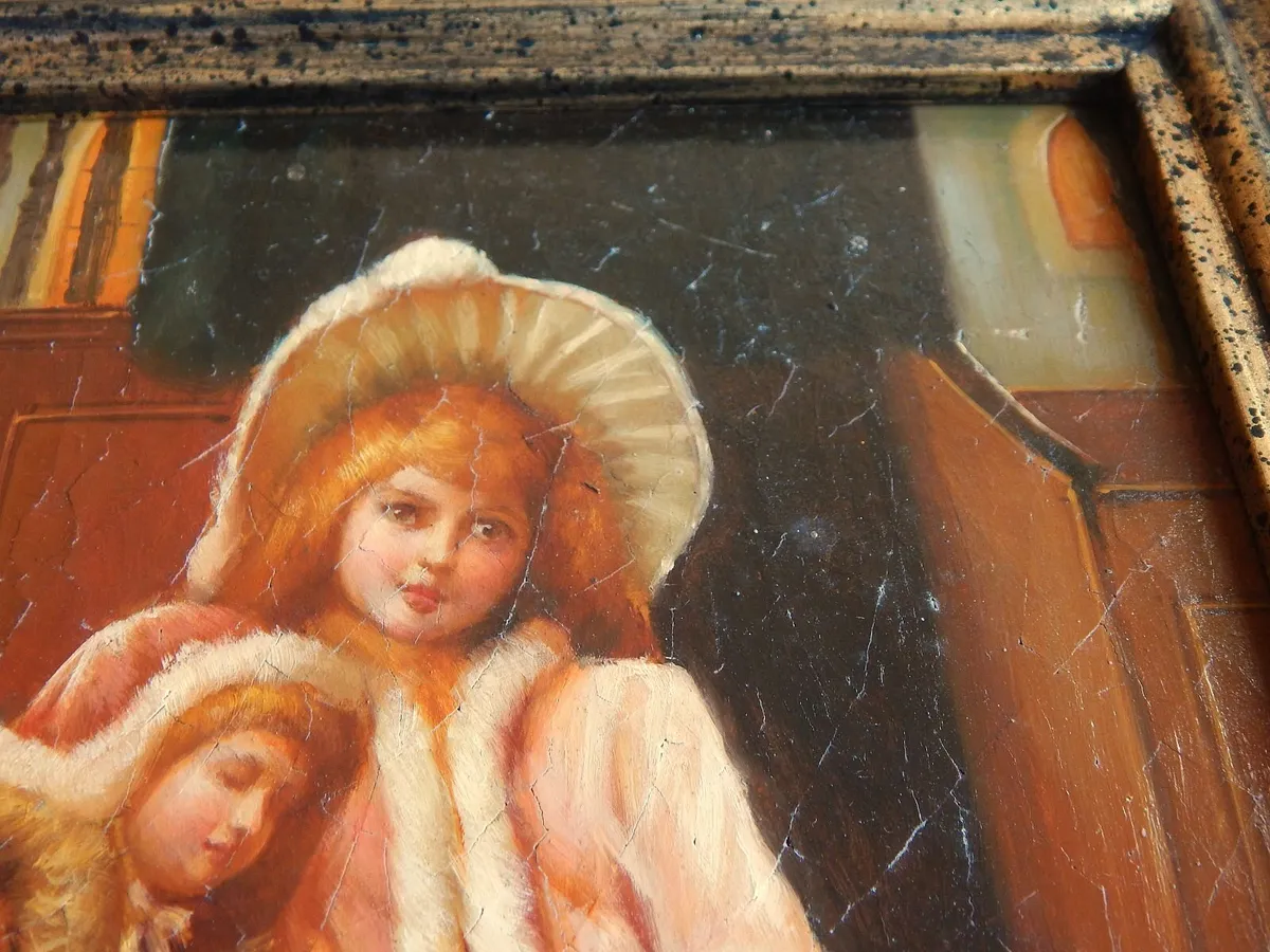 Oleograph Style Print in Ornate Wood Frame - Image 3