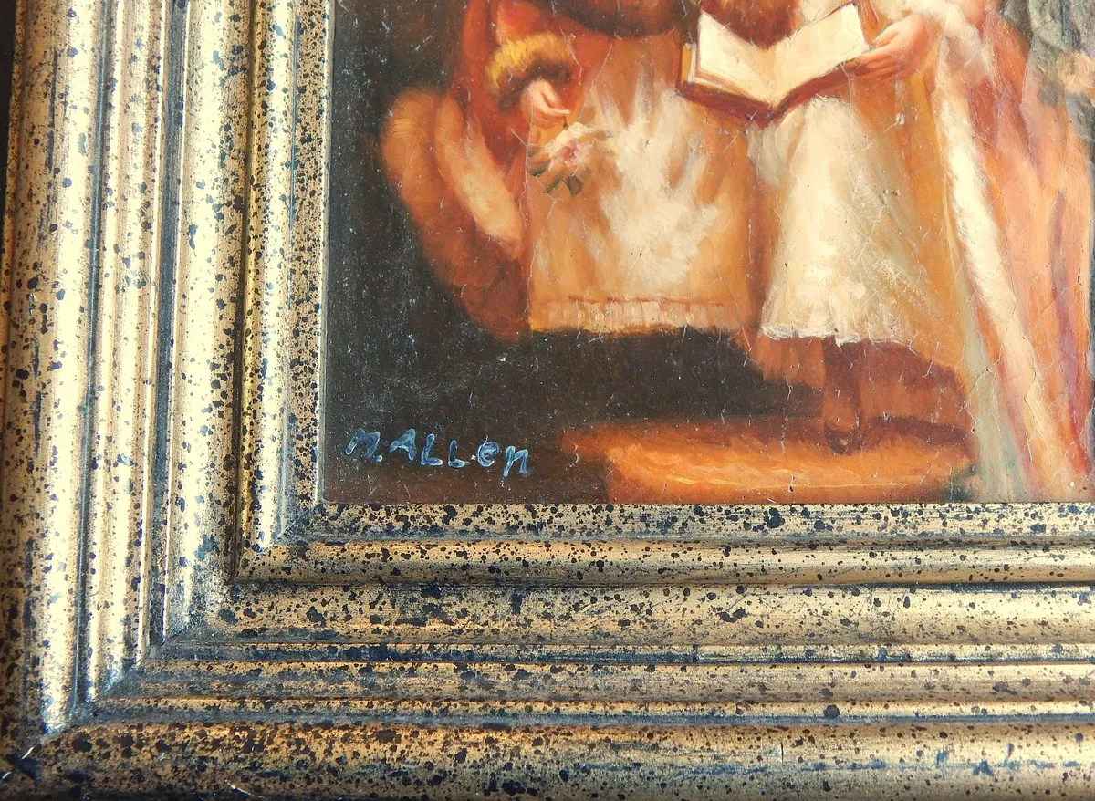 Oleograph Style Print in Ornate Wood Frame - Image 4