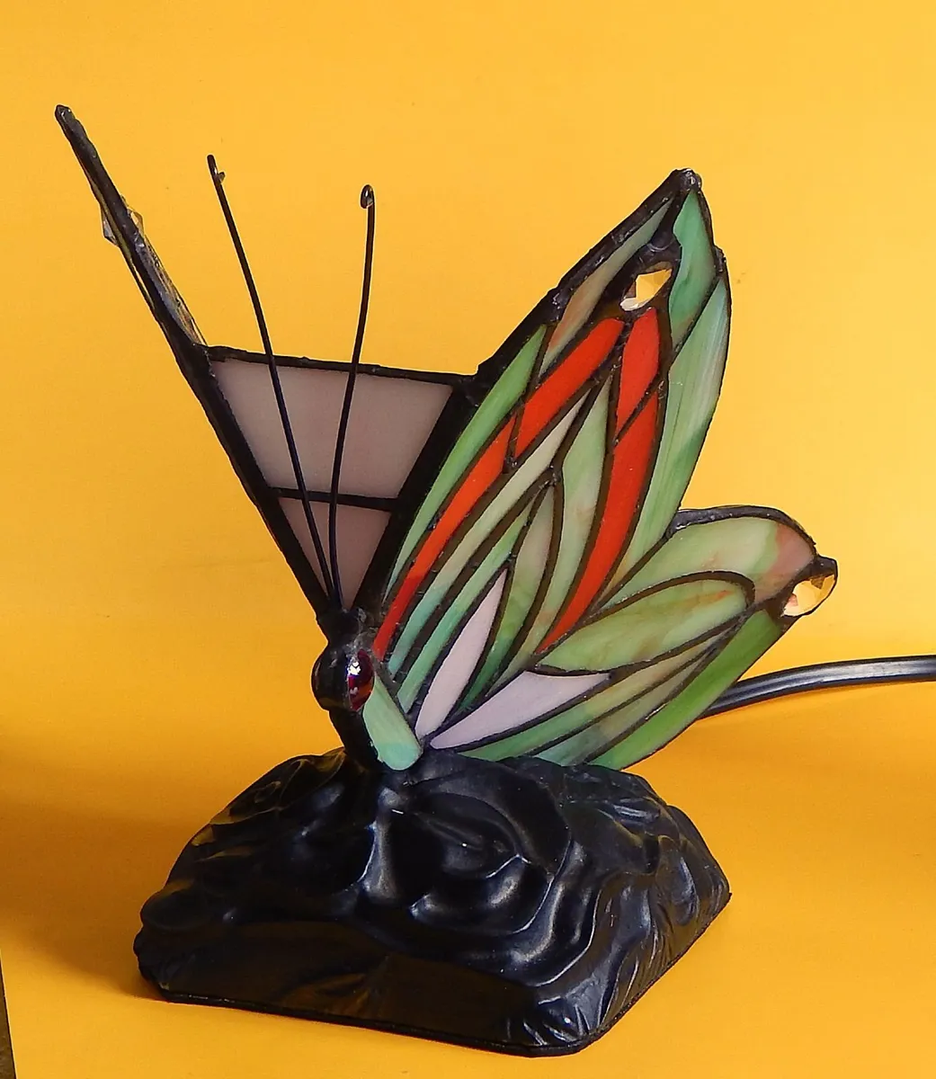 Small Tiffany Style Butterfly Glass Table Lamp - Image 1