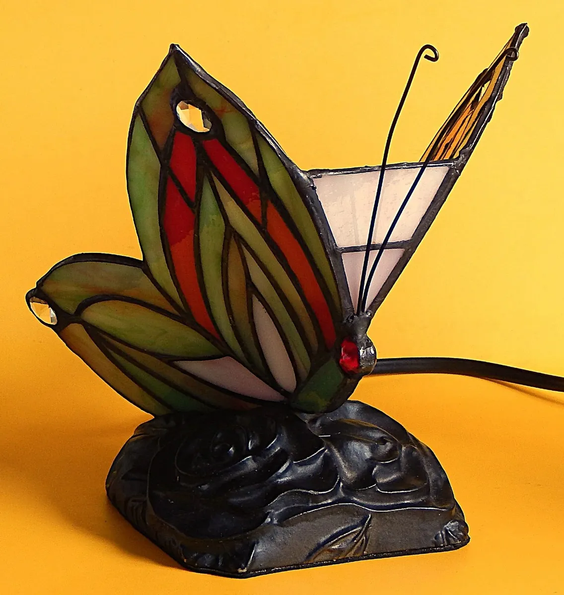 Small Tiffany Style Butterfly Glass Table Lamp - Image 3